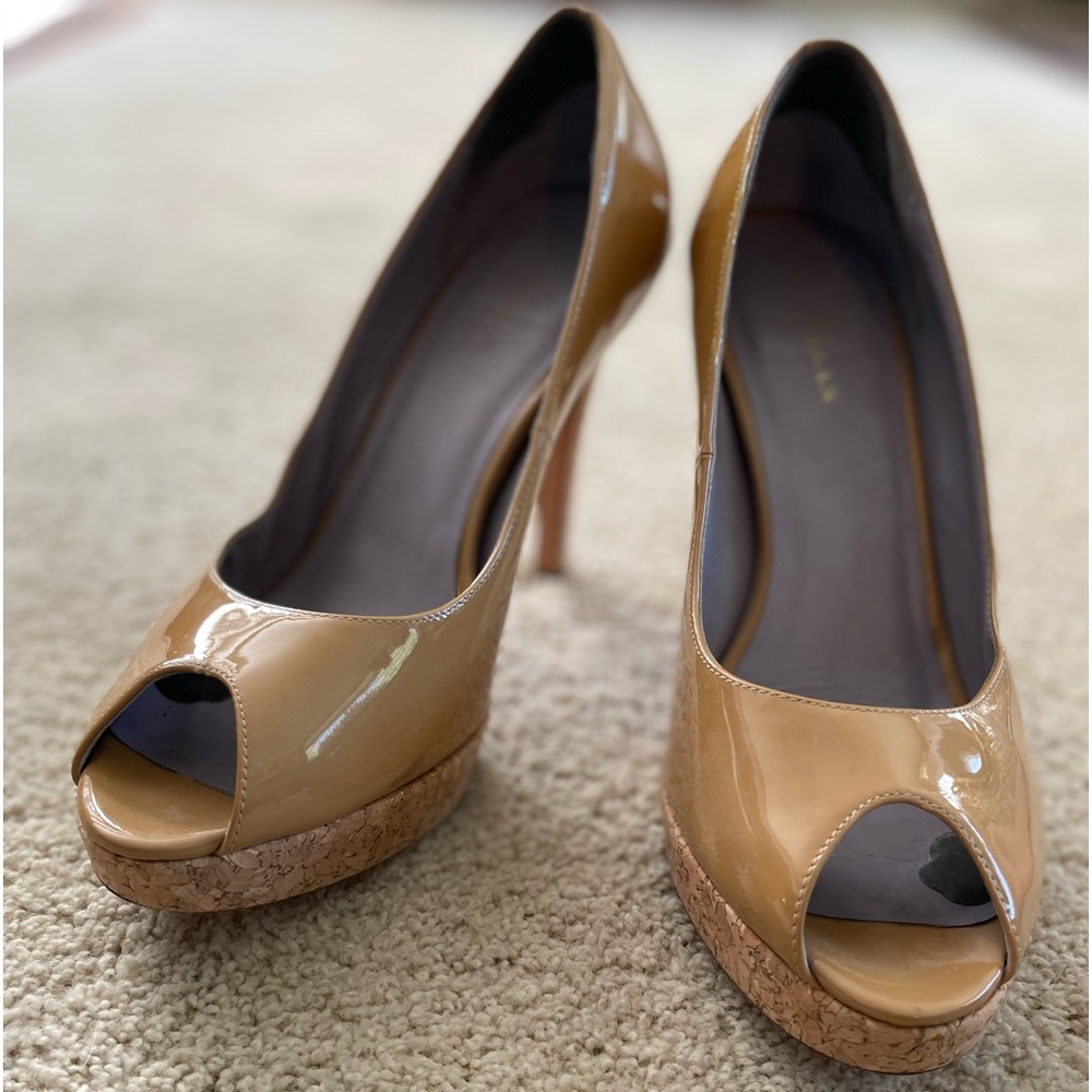 Cole Haan Nude Patent Leather Pumps with platform and Nike Air insoles